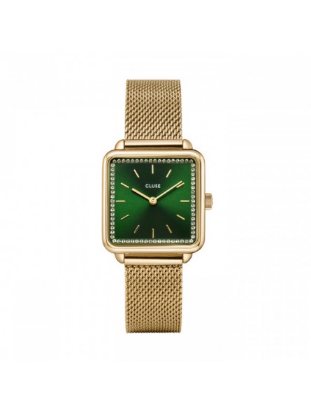 Montre Femme Cluse La Tétragone Mesh Green, Gold Colour and Malachite Bracelet Giftbox vert CG10317